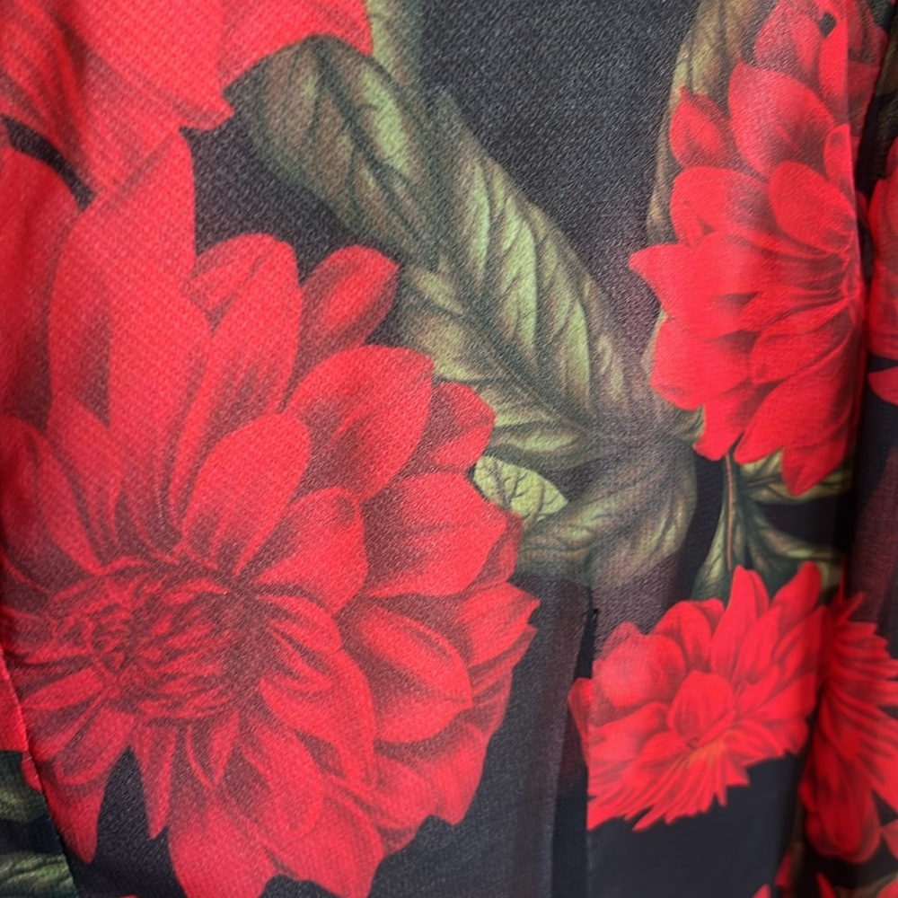 KEEPSAKE sheer red floral dark romance tie neck blouse - Picture 7 of 9